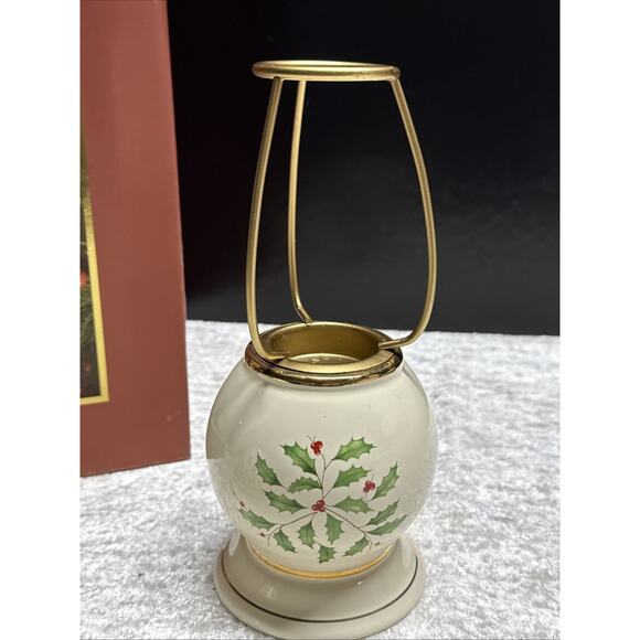 Lenox Holly Berry Holiday Candle Lamp in Box Christmas EUC - Picture 8 of 10